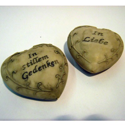 n.a. Gedenk Herz Grabdekoration Grabschmuck 10cm In Liebe Polyresin