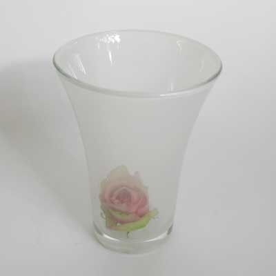 n.a. Vase Calla Glas  Glasvase Windlicht 14x19cm wei&szlig;
