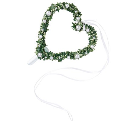 n.a. Myrtenherz Herz m. Band, Perlen, R&ouml;hrchen D 17cm wei&szlig;