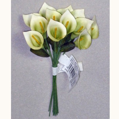 n.a. 12 x Calla L 25cm Kunstblume k&uuml;nstliche Blumen gr&uuml;n creme