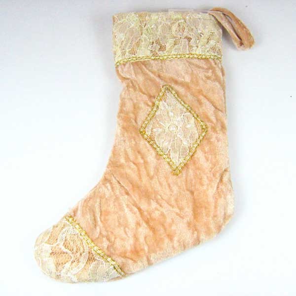 n.a. Stiefel Nikolausstiefel Weihnachtsstiefel Weihnachtsdeko Samt 30cm creme gold