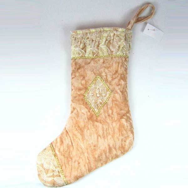 n.a. Stiefel Nikolausstiefel Weihnachtsstiefel Weihnachtsdeko Samt 40cm creme gold