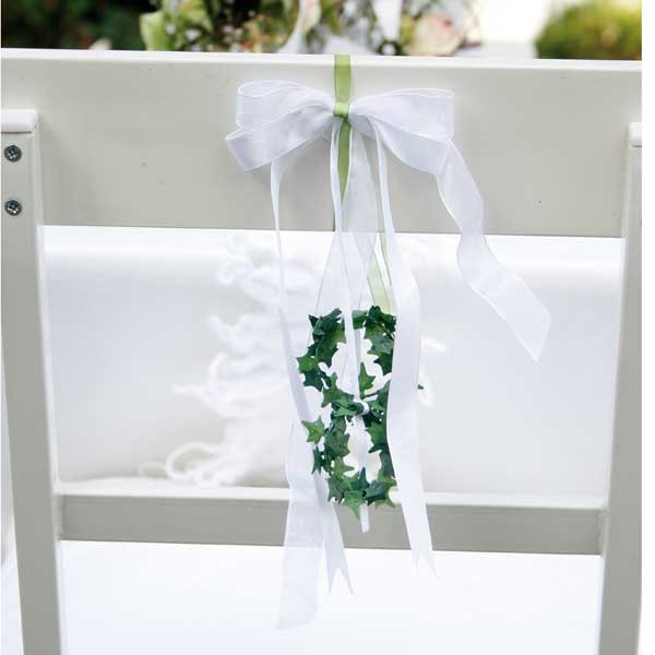 n.a. Autoh&auml;nger Bankh&auml;nger H&auml;nger 2 Ringe klein L 25 cm gr&uuml;n wei&szlig; Schleife Hochzeit