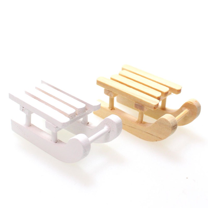 12 Deko Schlitten Holz mini 3,7cm Minischlitten Floristik & Basteln